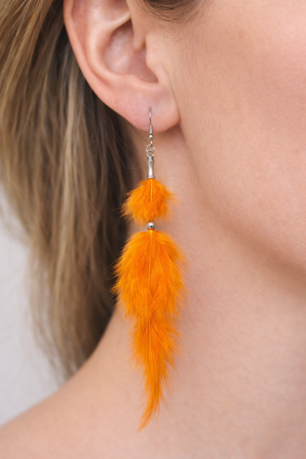 Orange Boho Feather