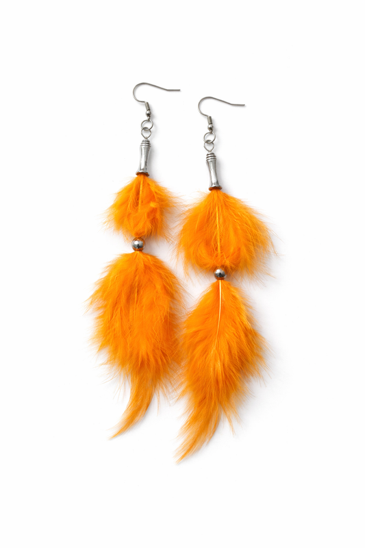 Orange Boho Feather