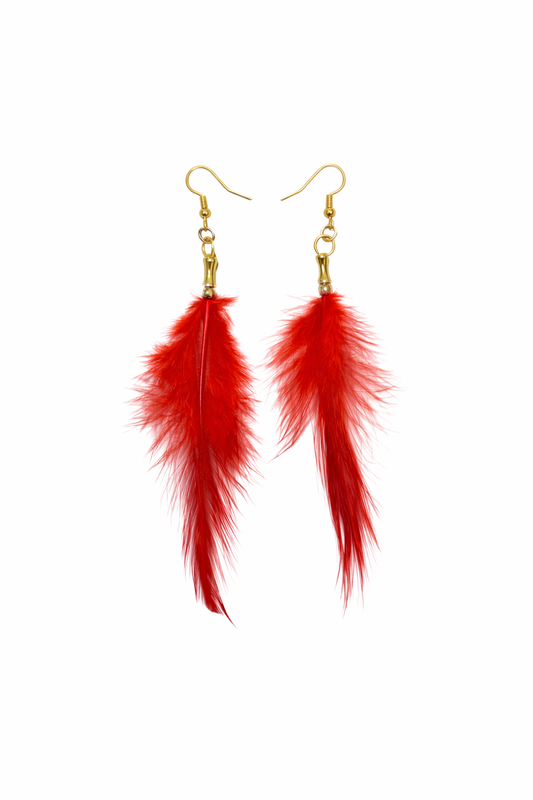 Red Boho Feather